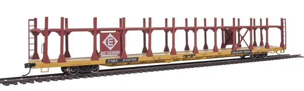 910-8010 WalthersMainline 89' Flatcar w/Bi-Level Open Auto Rack - Ready to Run -- Erie Lackawanna Rack, Trailer Train Flatcar TTBX #940766