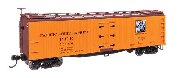 910-41236 WalthersMainline 40’ Wood Reefer W/wood Roof & Ends Pacific Fruit Express - WP #55066