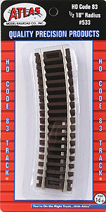 150-533 Atlas HO Code 83 -- 18" Radius 1/2 Curve
