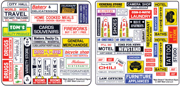 184-154 Blair Line HO Main Street Storefront Signs #2