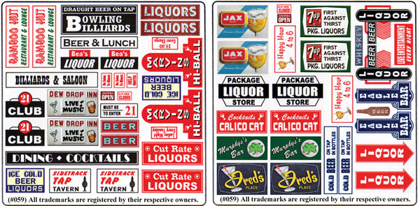 184-159 Blair Line HO Tavern & Liquor Store Signs