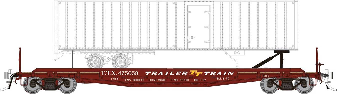 606-138018A Rapido HO 50' TOFC Flatcar -- TTX