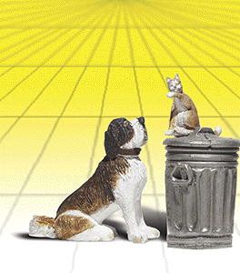 785-2524 WS G Dog w/Cat On Trashcan