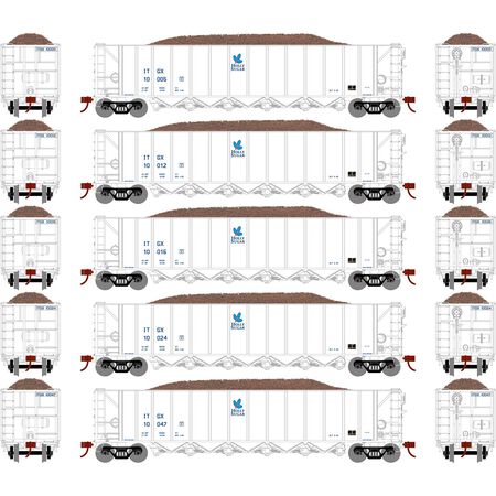 ATH98491 Athearn HO 5-Bay Rapid Discharge Hopper, ITGX/White Set #3 (5)