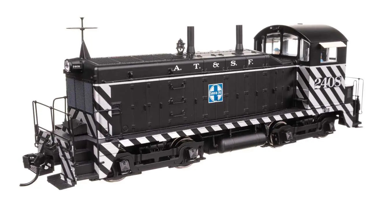 920-43501 WalthersProto EMD NW2 - LokSound 5 Sound and DCC -- Atchison, Topeka & Santa Fe #2408 (A. T. & S. F.; black, white; Zebra Stripes)