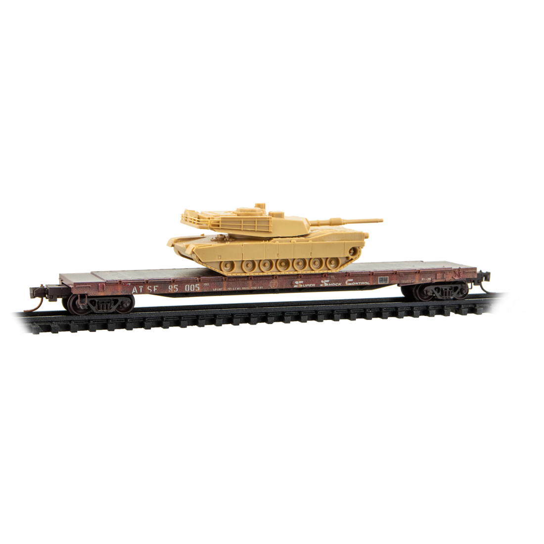 489-983102294 MTA N 57' 6" Flatcar / Tank Load -- Santa Fe