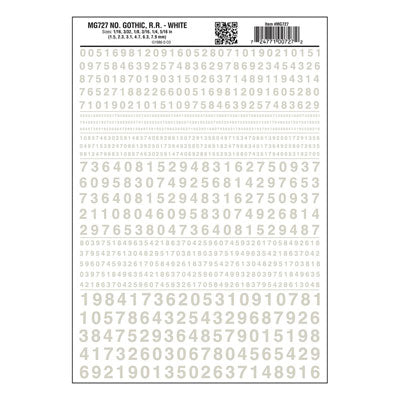 785-727 WS RR Gothic Numbers White