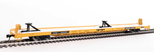 910-5715 WalthersMainline 89' Channel Side Flatcar - Ready to Run -- Trailer-Train  #150155 (yellow, black; 40' Trailer Service)