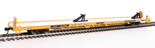 910-5716 WalthersMainline 89' Channel Side Flatcar - Ready to Run -- Trailer-Train  #150989 (yellow, black; 40' Trailer Service)