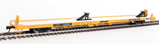 910-5718 WalthersMainline 89' Channel Side Flatcar - Ready to Run -- Trailer-Train  #152588 (yellow, black; 40' Trailer Service)