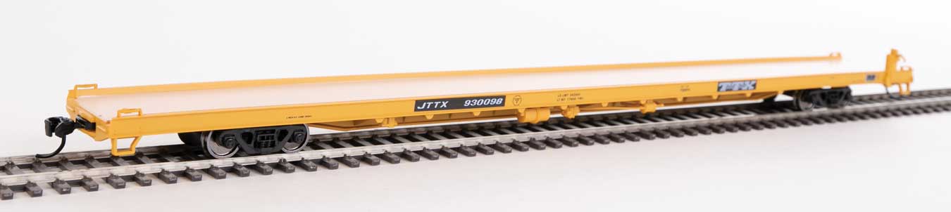 910-5723 WalthersMainline 89' Channel Side Flatcar - Ready to Run -- Trailer-Train JTTX #930098 (yellow, black; General Service)