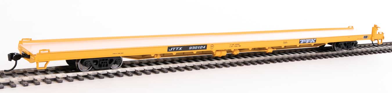 910-5724 WalthersMainline 89' Channel Side Flatcar - Ready to Run -- Trailer-Train JTTX #930124 (yellow, black; General Service)