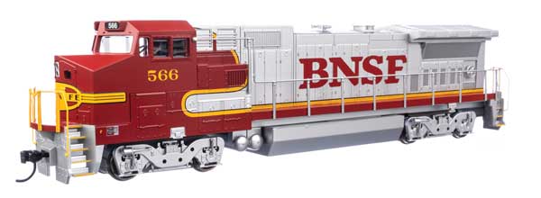 910-9570 WalthersMainline GE Dash 8-40BW - Standard DC -- Burlington Northern Santa Fe #566 (silver, red)