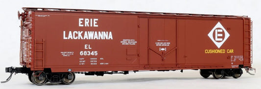 Model train car with Erie Lackawanna branding on a white background