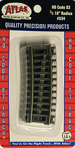 150-534 Atlas HO Code 83 -- 18" Radius 1/3 Curve