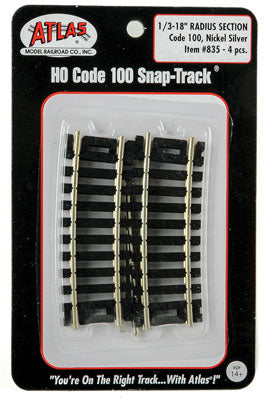 150-835 Atlas HO Code 100 -- 18" Radius 1/3 Curve