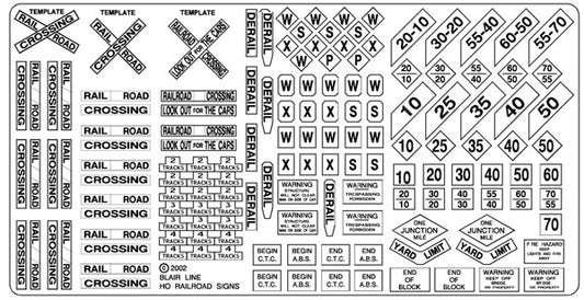 184-101 Blair Line HO RR Signs 1900+ Black/White