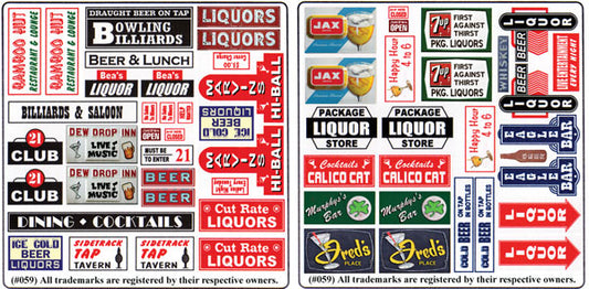 184-159 Blair Line HO Tavern & Liquor Store Signs