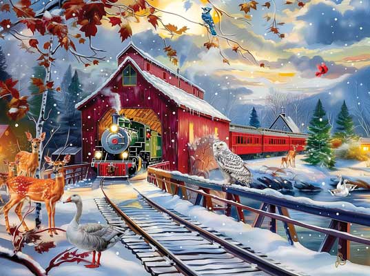 90-77123 Train Enthusiast Winter Creek Puzzle