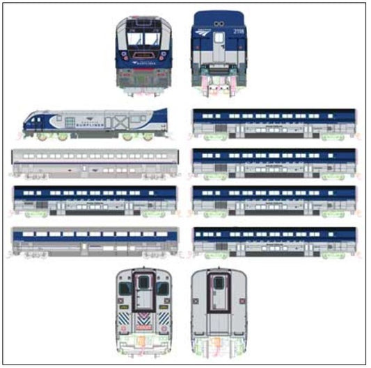 381-1069010DCC Kato N SC-44 Pacific Surfliner 8 Unit Set