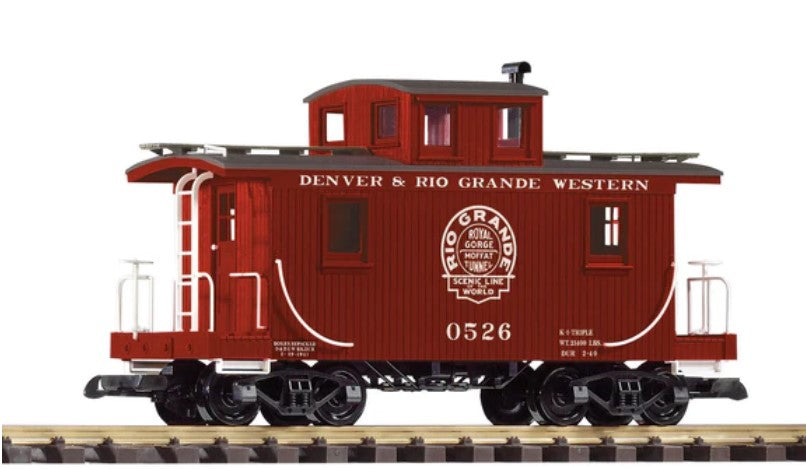 Model train car with 'Denver & Rio Grande Western' branding on a white background