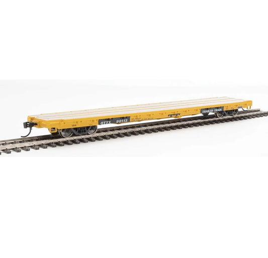 910-5346 WalthersMainline 60' Pullman-Standard Flatcar - Ready to Run -- Trailer-Train OTTX #90113 (modernized version, yellow, black TT logo)
