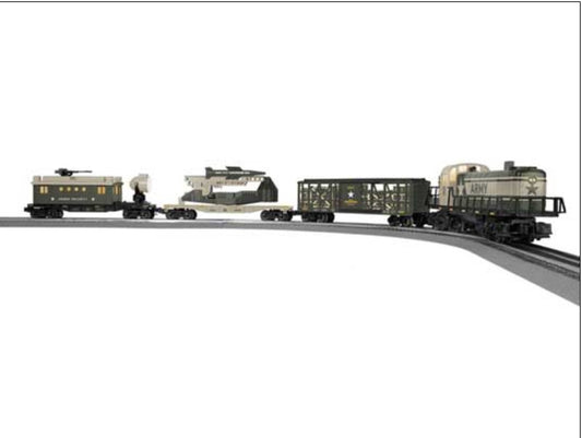 Model train set on a white background