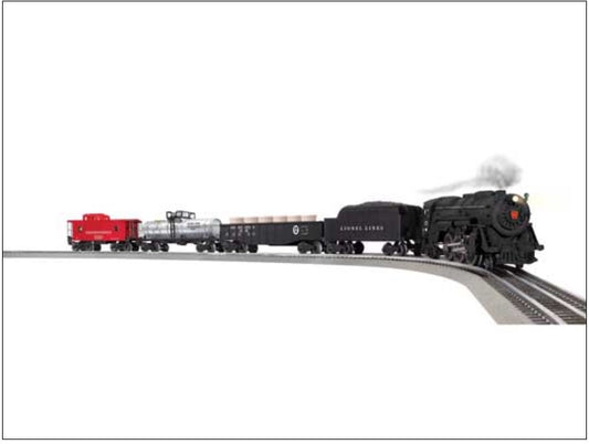 Model train set on a track with a white background