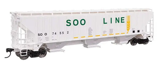 910-49074 WalthersMainline 57' Trinity 4750 3-Bay Covered Hopper - Ready to Run -- Soo Line #74552
