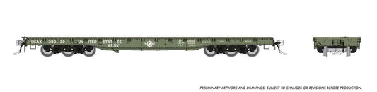 606-199001A Rapido HO Magor 54' DODX Flatcar - US Army