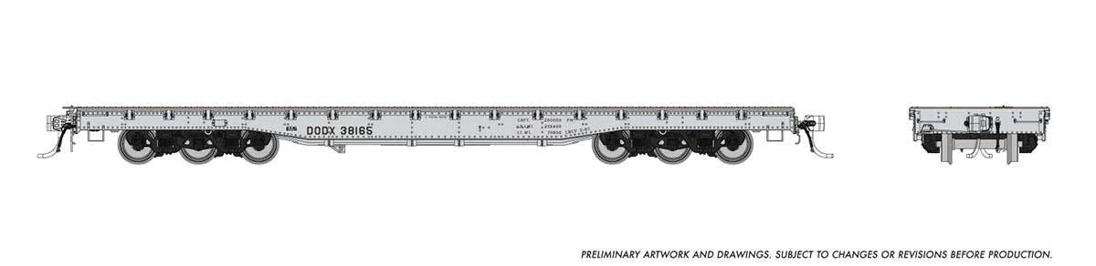 606-199005A Rapido HO Magor 54' DODX Flatcar - US Navy