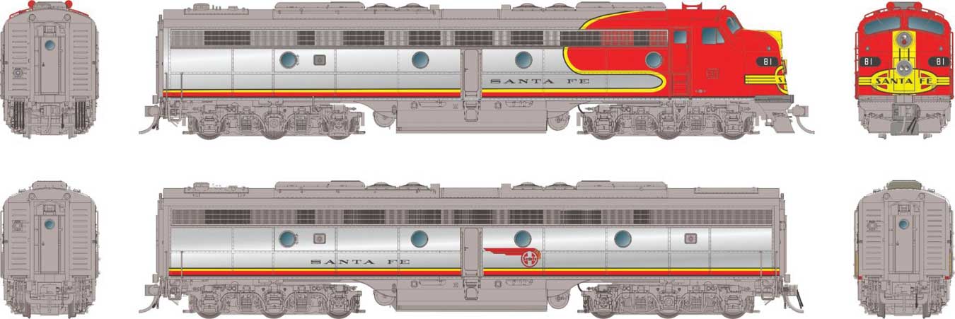 606-28575 Rapido HO EMD E8Am/E8m - Sound and DCC -- Santa Fe #83L/83A