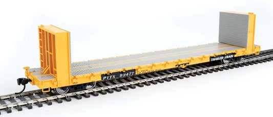 910-5879 WalthersMainline 60' Pullman-Standard Bulkhead Flatcar (48' IL) - Ready to Run\ -- PTTX #93477 (yellow)