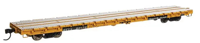 910-5405 WalthersMainline 60' Pullman-Standard Flatcar - Ready to Run -- Trailer-Train OTTX #90170 (Farm machinery; yellow, black, white)