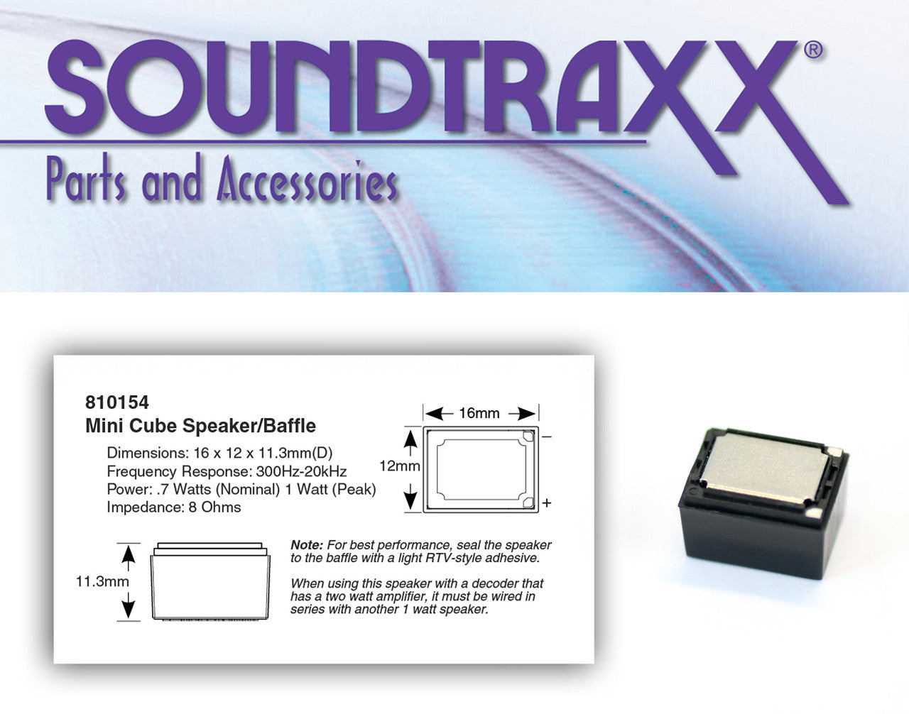 678-810154 Soundtraxx MiniCube 16x12x11.25mm