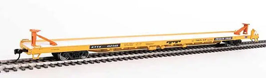 910-5720 WalthersMainline 89' Channel Side Flatcar - Ready to Run -- Trailer-Train KTTX #152345  (yellow, black; Twin 45')