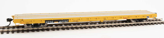 910-5363 WalthersMainline 60' Pullman-Standard Flatcar - Ready to Run -- TTX HTTX #93792 (Heavy-duty loading; yellow, black, white)