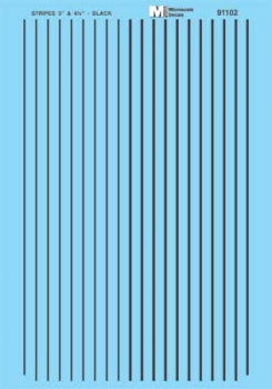 460-91102 Microscale HO Scale Stripes - 3 & 4-3/4" -- Black