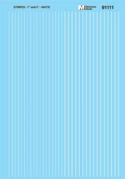 460-91111 Microscale HO Scale Stripes - 1 & 2" -- White