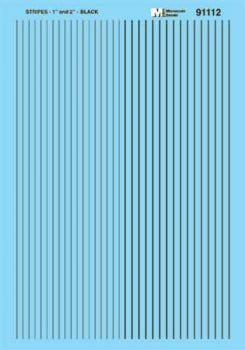 460-91112 Microscale HO Scale Stripes - 1 & 2" -- Black