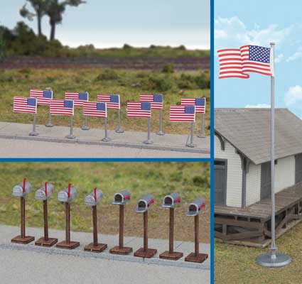 949-4166 Walthers HO US 50 Star Flag/Mailbox