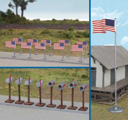 949-4171 Walthers HO US 48 Star Flag/Mailbox