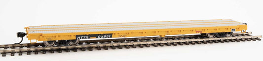 910-5364 WalthersMainline 60' Pullman-Standard Flatcar - Ready to Run -- TTX HTTX #93851 (Heavy-duty loading; yellow, black, white)